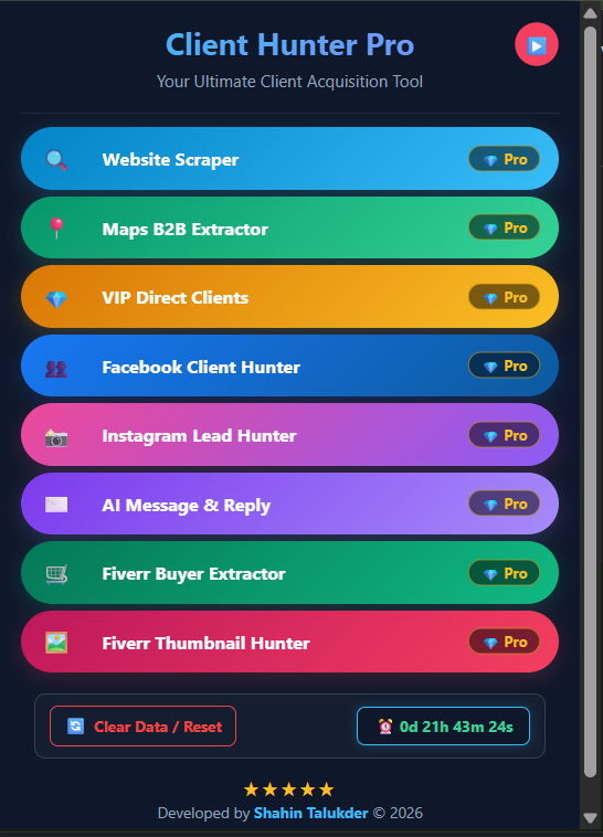 Client Hunter Pro Interface